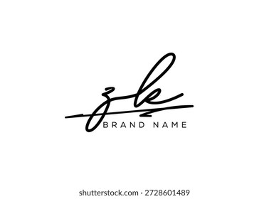 Logotipo cursivo elegante de la escritura de la belleza de la letra de ZK. diseño del símbolo | logotipo de la tipografía | marca creativa | identidad corporativa | logotipo de la firma.