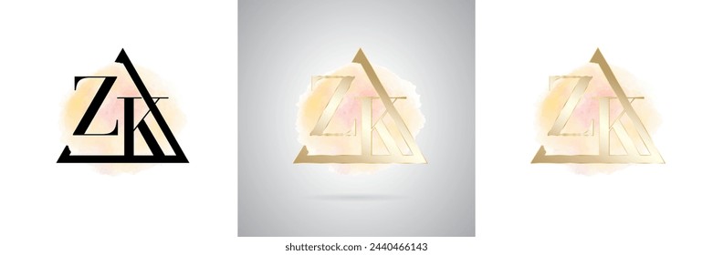 ZK Letter Initial Brand Logo Design	
