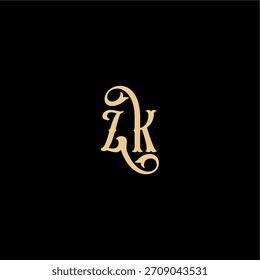 ZK Buchstabe anfängliches königliches Konzept Barock Stil Design Monogramm modernes Logo