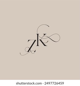 ZK letter line and bold mix concept beautiful initial wedding serif monogram logo