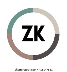 ZK letters, four colors in abstract background logo, design identity in circle, alphabet letter