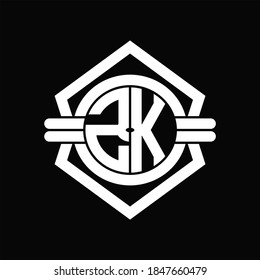 ZK logo monogram with circle shape isolated hexagon emblem rounded design template on black background