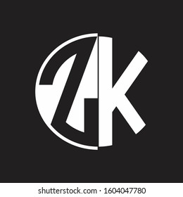 ZK Logo monogram with Negative space style design tempate