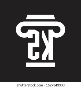 ZK Logo monogram with pillar style design template