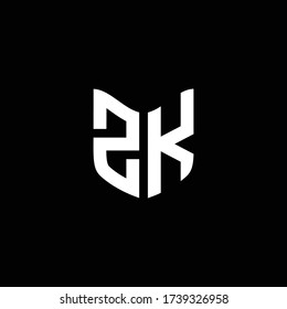 zk logo monogram with shield shape design template