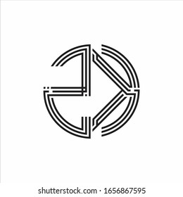 ZK Logo monogram triple ribbon style line design template isolated on white background