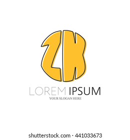ZK Logo. Vector Graphic Sphere Branding Letter Element. White Background