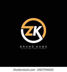 Logotipo de vectores mínimos ZK - Logotipo comercial sencillo para monograma Z y K