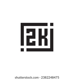 ZK minimalist geometric symbol logo in high quality professional design that will print well across any print media