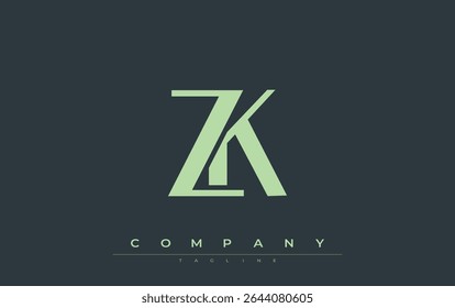 ZK Modern Initials Diseño de Logo. Logotipo de marca con iniciales estilizadas que muestran un diseño atrevido y una estética moderna. Ideal para la marca profesional de negocios o proyectos creativos que se centran en minimalista
