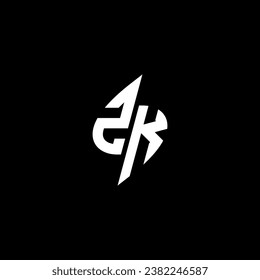 ZK Monogram-Begleitlogo-Design mit coolem Formkonzept, Vektorgrafik