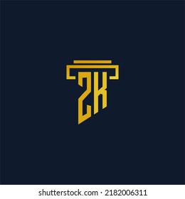 Logotipo inicial del monograma ZK para la firma de abogados con diseño de hitos