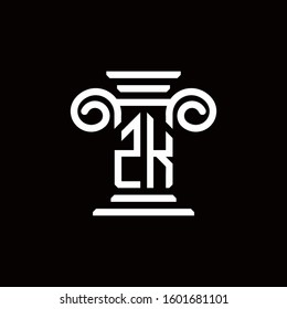 ZK monogram logo with pillar style design template