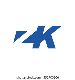 ZK negative space letter logo blue