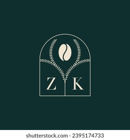 ZK Unique and simple logo design combination of letters and coffee bean