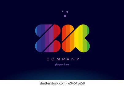 zk z k alphabet letter colorful creative colors text dots creative company logo vector icon design template