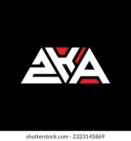ZKA triangle letter logo design with triangle shape. ZKA triangle logo design monogram. ZKA triangle vector logo template with red color. ZKA triangular logo Simple, Elegant, and Luxurious design.
