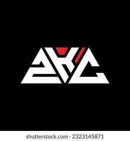 ZKC triangle letter logo design with triangle shape. ZKC triangle logo design monogram. ZKC triangle vector logo template with red color. ZKC triangular logo Simple, Elegant, and Luxurious design.