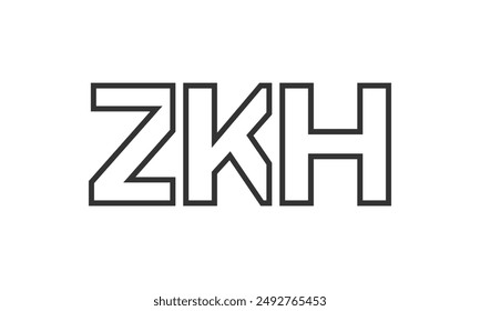 ZKH logo design template with strong and modern bold text. Initial based vector logotype featuring simple and minimal typography. Trendy company identity ideal for businesses brand presence.