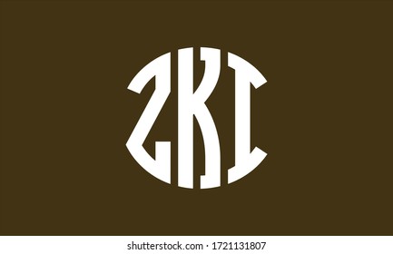 ZKI Circle Emblem Abstract Monogram Letter Mark Vector Logo Template