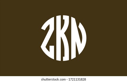 ZKN Circle Emblem Abstract Monogram Letter Mark Vector Logo Template