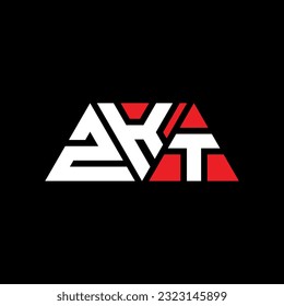ZKT triangle letter logo design with triangle shape. ZKT triangle logo design monogram. ZKT triangle vector logo template with red color. ZKT triangular logo Simple, Elegant, and Luxurious design.