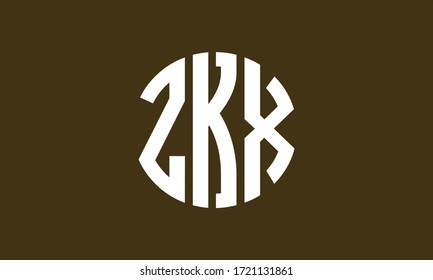 ZKX Circle Emblem Abstract Monogram Letter Mark Vector Logo Template