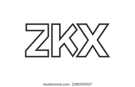 ZKX logo design template with strong and modern bold text. Initial based vector logotype featuring simple and minimal typography. Trendy company identity ideal for businesses brand presence.