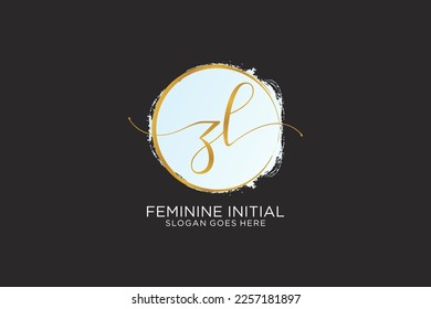 ZL handwriting logo with circle template vector signature, wedding, fashion, floral and botanical with creative template.