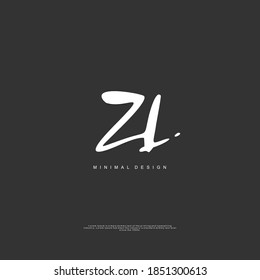 ZL Initial handwriting or handwritten logo for identity. Logo with signature and hand drawn style.