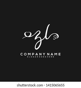ZL Initial handwriting logo vector
