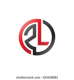 ZL initial letters looping linked circle logo red black