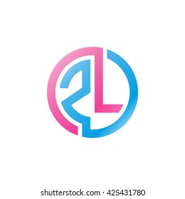 ZL initial letters looping linked circle logo pink blue