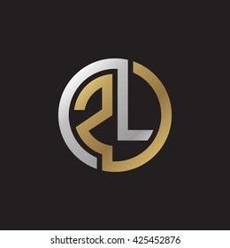 ZL initial letters looping linked circle elegant logo golden silver black background