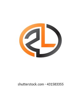ZL initial letters looping linked ellipse logo orange black