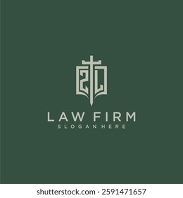 ZL initial monogram for law firm with sword and shield logo image