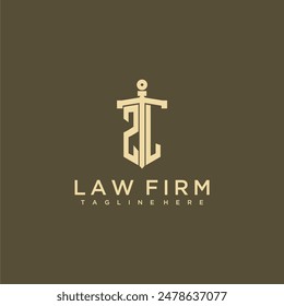 ZL initial monogram for lawfirm logo with sword style image