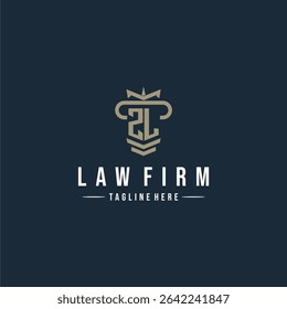 ZL initial monogram logo law firm with pillar design