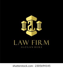 Logotipo de monograma inicial ZL para la firma de abogados con diseño de hitos