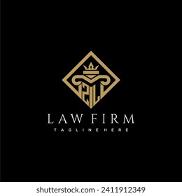 ZL initial monogram logo for lawfirm with pillar in creative square design