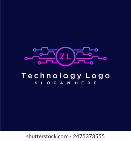 ZL initial monogram for technology logo with circle style design
