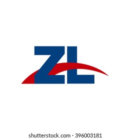 ZL initial overlapping swoosh letter logo blue red