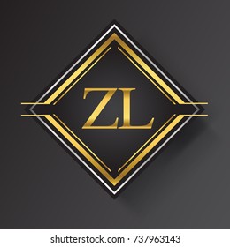 ZL Letter logo in a square shape gold and silver colored geometric ornaments.