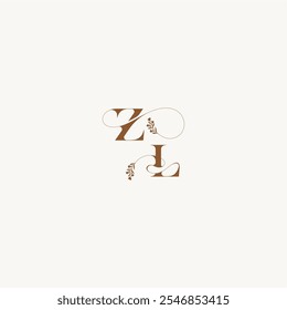 ZL letter wedding monogram logo initial elegant curve organic bold and hairline monogram