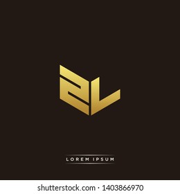 ZL Logo Letter Initial Logo Designs Templete with Gold and Black Background