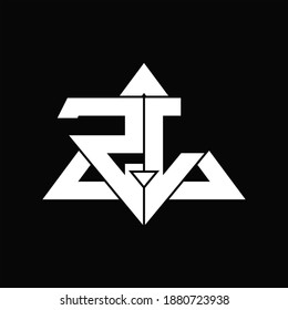 ZL Logo-Monogramm einzeln auf schwarzem Hintergrund mit dreieckiger Design-Vorlage