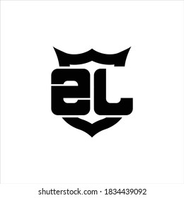 ZL Logo monogram with shield around crown shape design template on white background