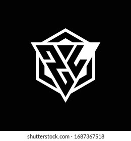 ZL logo monogram with triangle and hexagon shape combination isolated on back and white colors