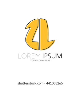 ZL Logo. Vector Graphic Sphere Branding Letter Element. White Background