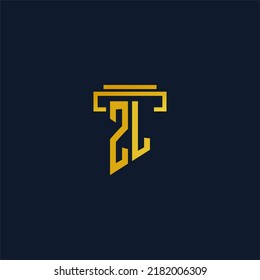 ZL monogram initial logo for lawfirm with pillar design